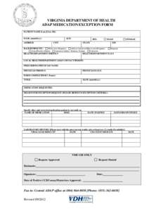 Microsoft Word - ADAP Medication Exception Form[removed]doc