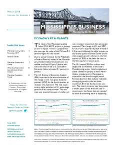 M A RC H 2018 V O LU ME 76, N U MB E R 3 MISSISSIPPI’S BUSINESS Monitoring the State’s Economy