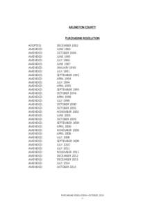 ARLINGTON COUNTY PURCHASING RESOLUTION ADOPTED: AMENDED: AMENDED: AMENDED: