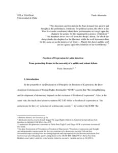 SELA 2014/Draft Universidad de Chile Paula Ahumada-  “The dissenters and resisters in the East demand free speech and