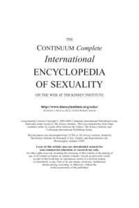 Continuum Complete International Encyclopedia of Sexuality Contents •  THE