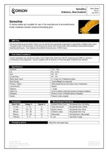 Spec Sheet PS-01 July 2013 Semolina Gisborne, New Zealand