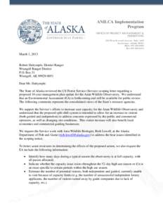 ANILCA Implementation Program OFFICE OF PROJECT MANAGEMENT & PERMITTING 550 West Seventh Avenue, Suite 1430 Anchorage, Alaska 99501