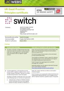 UK Good Practice Principles certificate Company:  Switch Concepts Limited