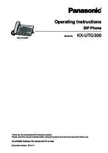 Operating Instructions SIP Phone Model No. <KX-UTG300>  KX-UTG300