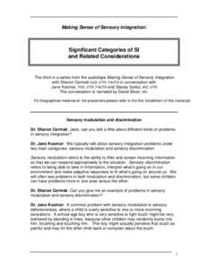 Significant Categories of SI and Related Considerations