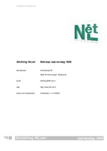 © 2000 Stichting NLnet  Stichting NLnet Beknopt Jaarverslag 1999