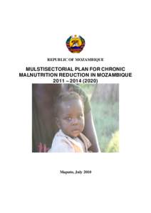 REPUBLIC OF MOZAMBIQUE  MULSTISECTORIAL PLAN FOR CHRONIC MALNUTRITION REDUCTION IN MOZAMBIQUE 2011 – [removed])