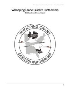 Whooping Crane Eastern Partnership – Annual Report[removed]Whooping Crane Eastern Partnership 2013 Condensed Annual Report  1