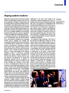 Shaping academic medicine