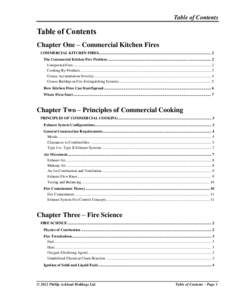 Table of Contents  Table of Contents Chapter One – Commercial Kitchen Fires COMMERCIAL KITCHEN FIRES......................................................................................................................