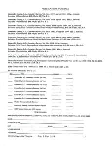 PUBLICATIONS FOR SALE Greenville County, S.C., Cemetery Survey, Vol. One. 1977, reprint 2007, 485 p., indexed. Includes 105 cemeteries. $40.00 plus $3.75 s. & h. Greenville County, S.C., Cemetery Survey, Vol. Two. 1979, 