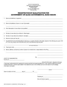 Registration by Qualification for Governmental or Quasi-Governmental Bond Issues