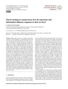 Nat. Hazards Earth Syst. Sci., 15, 703–714, 2015 www.nat-hazards-earth-syst-sci.netdoi:nhess © Author(sCC Attribution 3.0 License.  Flood warnings in coastal areas: how do exp