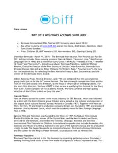 Press release  BIFF 2011 WELCOMES ACCOMPLISHED JURY   