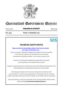 QueenslandGovernment Government Gazette Queensland Gazette PP[removed]