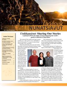 are  Vol. 2, No. 2, Fall 2011 NUNATSIAVUT Unikkausivut: Sharing Our Stories