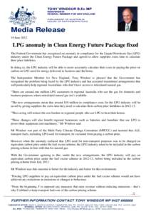 Carbon credit / Liquefied petroleum gas / Natural gas / Tony Windsor / Carbon pricing / Environment / Energy / Climate change policy / Carbon finance / Fuel gas