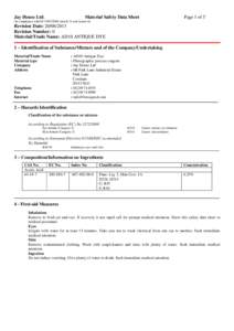 Jay House Ltd.  Material Safety Data Sheet Page 1 of 5