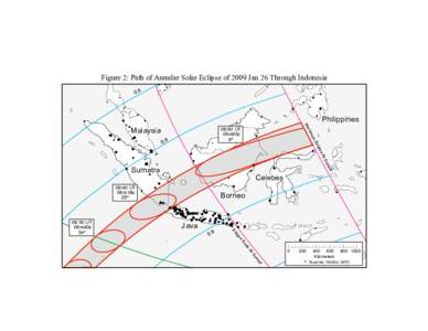 Figure 2: Path of Annular Solar Eclipse of 2009 Jan 26 Through Indonesia 0.6 Philippines Ma