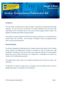 Stage 3 Brief November 2013 Scottish Independence Referendum Bill  Introduction