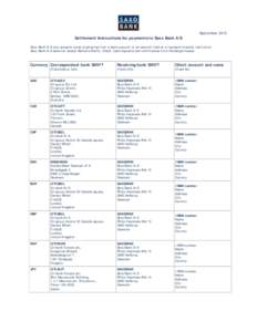 Settlement Instructions for payments to Saxo Bank A/S  September 2013 Saxo Bank A/S only accepts funds originating from a bank account or an account held at a licensed financial institution. Saxo Bank A/S does not accept