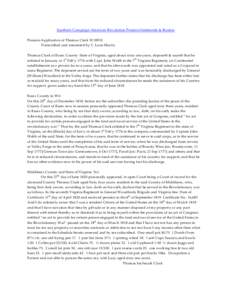 Southern Campaign American Revolution Pension Statements & Rosters Pension Application of Thomas Clark W18910 Transcribed and annotated by C. Leon Harris Thomas Clark of Essex County State of Virginia, aged about sixty o