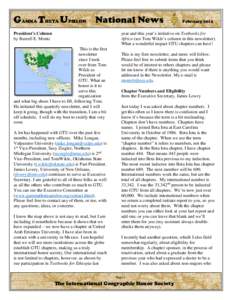GAMMA THETA UPSILON National News  February 2015 year and this year’s initiative on Textbooks for Africa (see Tom Wikle’s column in this newsletter).