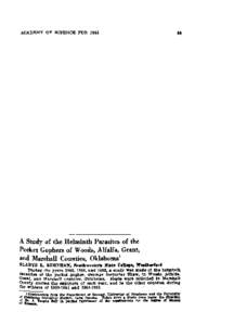 A Study of the Helminth Parasites of the Pocket Gophers of Woods, Alfalfa, Grant, and Marshall Counties, Oklahoma