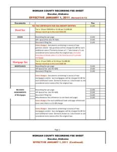 MORGAN COUNTY RECORDING FEE SHEET Decatur, Alabama EFFECTIVE JANUARY 1, [removed]Revised[removed])