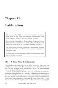 Chapter 12  Calibration The brain has the ability to perceive intervals between pairs of pitch values in such a way that intervals corresponding to the same frequency ratios are perceived as being the same.