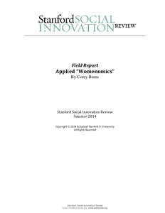 Field Report  Applied “Womenomics” By Corey Binns  Stanford Social Innovation Review