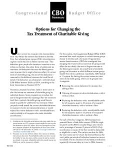 Summary for Options for Changing the Tax Treatment of Charitable Giving
