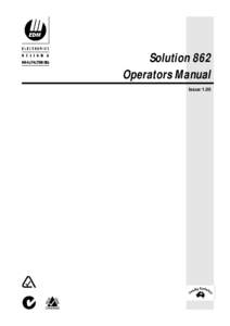 Solution 862 Operators Manual Issue 1.00 Solution 862 Operators Manual