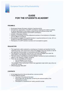    GUIDE FOR THE STUDENTS ACADEMY  PREAMBLE