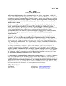 Fact Sheet on Final Water Quality Trading Policy - Jan. 13, 2003