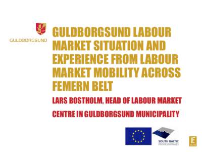 GULDBORGSUND LABOUR MARKET SITUATION AND EXPERIENCE FROM LABOUR MARKET MOBILITY ACROSS FEMERN BELT LARS BOSTHOLM, HEAD OF LABOUR MARKET