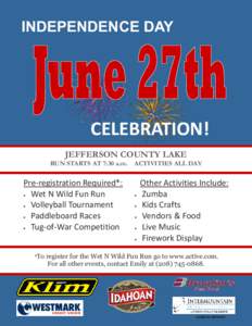 INDEPENDENCE DAY  CELEBRATION! JEFFERSON COUNTY LAKE RUN STARTS AT 7:30 a.m.