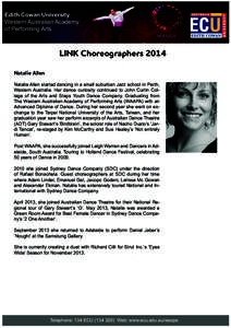 Edith Cowan University Western Australian Academy of Performing Arts LINK Choreographers 2014 Natalie Allen