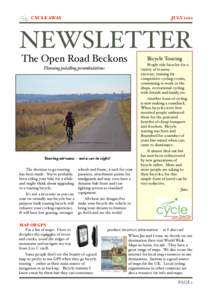 CYCLE AWAY!  JULY 2012 NEWSLETTER The Open Road Beckons