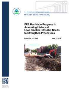 EPA Has Made Progress in Assessing Historical Lead Smelter Sites But Needs to Strengthen Procedures