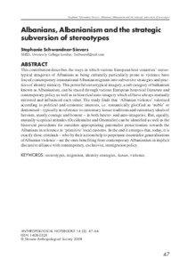 Stephanie Schwandner-Sievers: Albanians, Albanianism and the strategic subversion of stereotypes  Albanians, Albanianism and the strategic