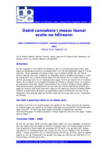 HBSC na hÉireann 2002, Bileog Fíricí Taighde Uimhir 10  Úsáid cannabais i measc leanaí scoile na hÉireann HBSC (IOMPRÍOCHT SLÁINTE i LEANAÍ ag AOIS SCOILE) na hÉIREANN 2002