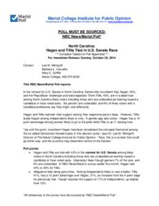 Marist College Institute for Public Opinion Poughkeepsie, NY 12601  Phone[removed]  Fax[removed]www.maristpoll.marist.edu POLL MUST BE SOURCED: NBC News/Marist Poll* North Carolina: