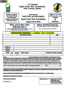 PRINT  14th Annual Eagle Creek Park Foundation Kids Fishing Derby Indiana residents