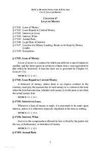 18 GCA BUSINESS S TRUCTURE & FUNCTION CH. 47 LOAN OF MONEY CHAPTER 47 LOAN OF MONEY § 47101.