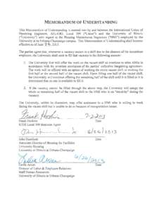 MEMORANDUM OF UNDERSTANDING This Memorandum of Understanding is entered into by and between the International Union of Operating Engineers, AFL-CIO, Local 399 (