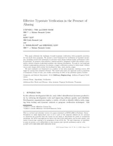 Effective Typestate Verification in the Presence of Aliasing STEPHEN J. FINK and ERAN YAHAV IBM T. J. Watson Research Center and NURIT DOR1