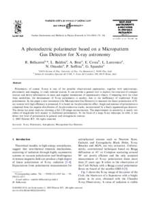 ARTICLE IN PRESS  Nuclear Instruments and Methods in Physics Research A[removed]–184 A photoelectric polarimeter based on a Micropattern Gas Detector for X-ray astronomy