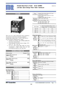 Standard Specification Sheet Model： Model：MS4434 Low Cost, Space Saving Power Factor Transducer MS4400